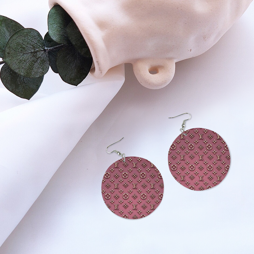 THROWBACK PINK L Round Wooden Dangle Earrings Ethnic Style