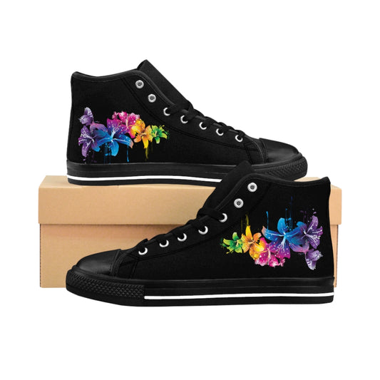 Flowers in the Dark . (black) High-top Sneakers