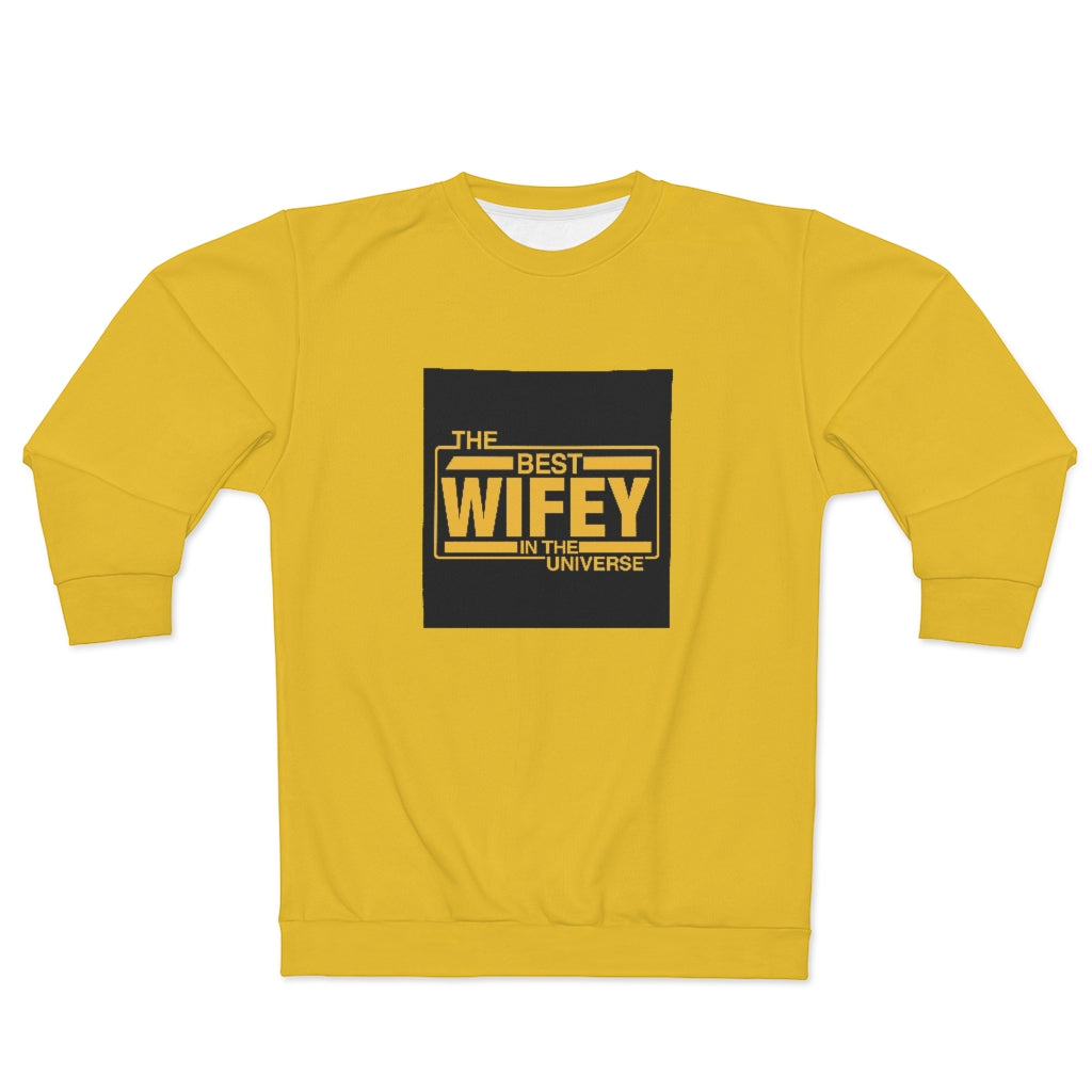 THE BEST WIFEY IN THE UNIVERSE (gold) AOP Unisex Sweatshirt