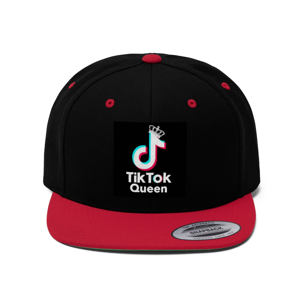 TIKTOK QUEEN (BLACK/RED) Unisex Flat Bill Hat