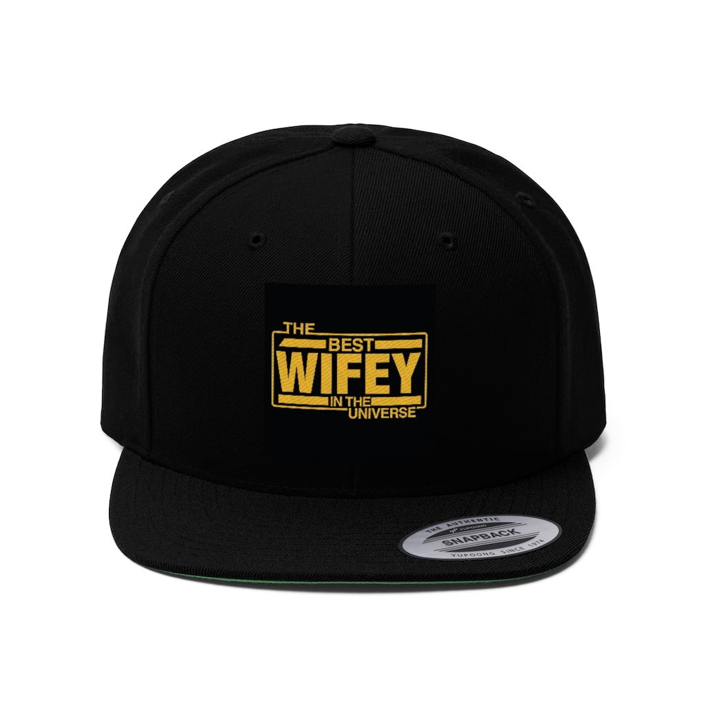 BEST WIFEY (BLACK/GOLD) Unisex Flat Bill Hat