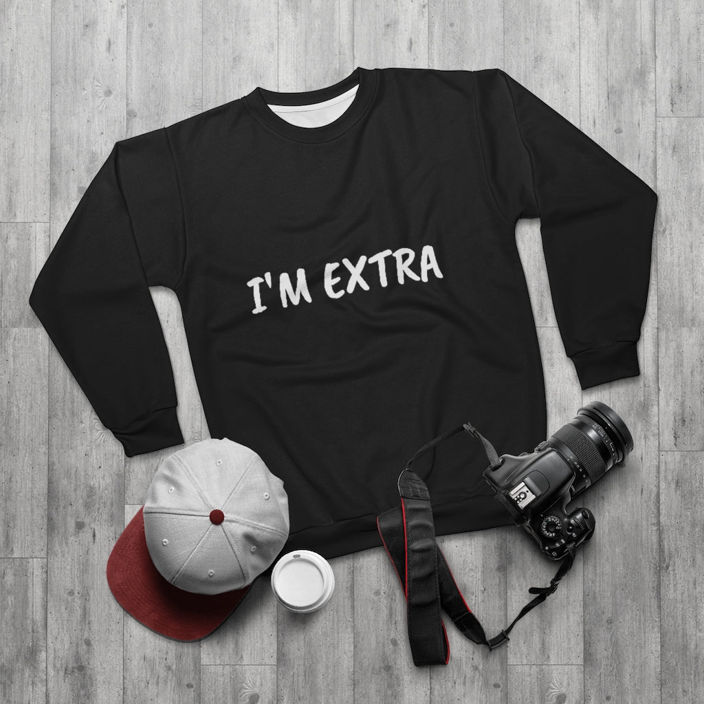 I'M EXTRA (BLACK/WHITE) AOP Unisex Sweatshirt