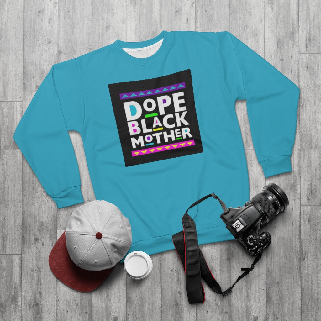 DOPE BLACK MOTHER (Blue) AOP Unisex Sweatshirt