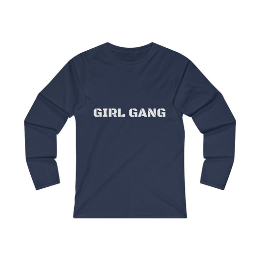 GIRL GANG (WHITE print) Women's Fitted Long Sleeve Tee