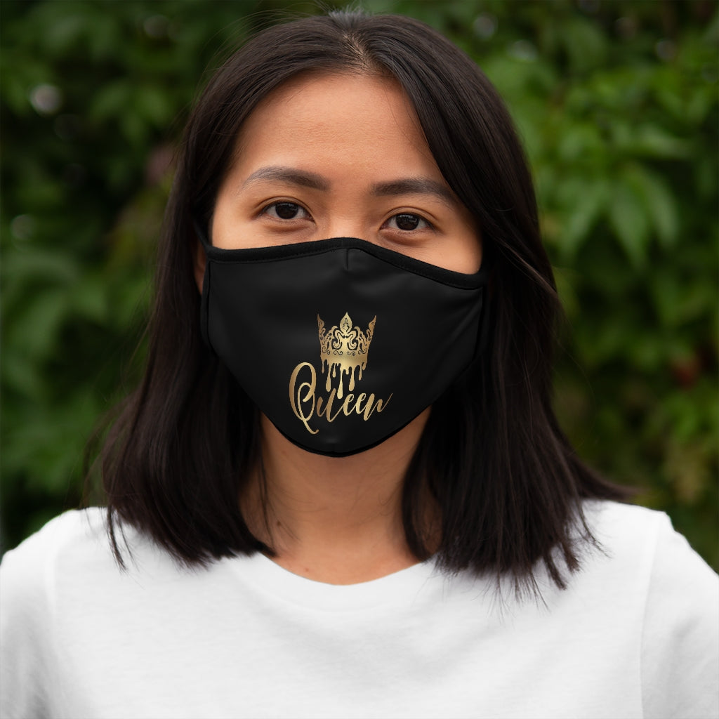 QUEEN.. (BLACK&GOLD)  Fitted Polyester Face Mask