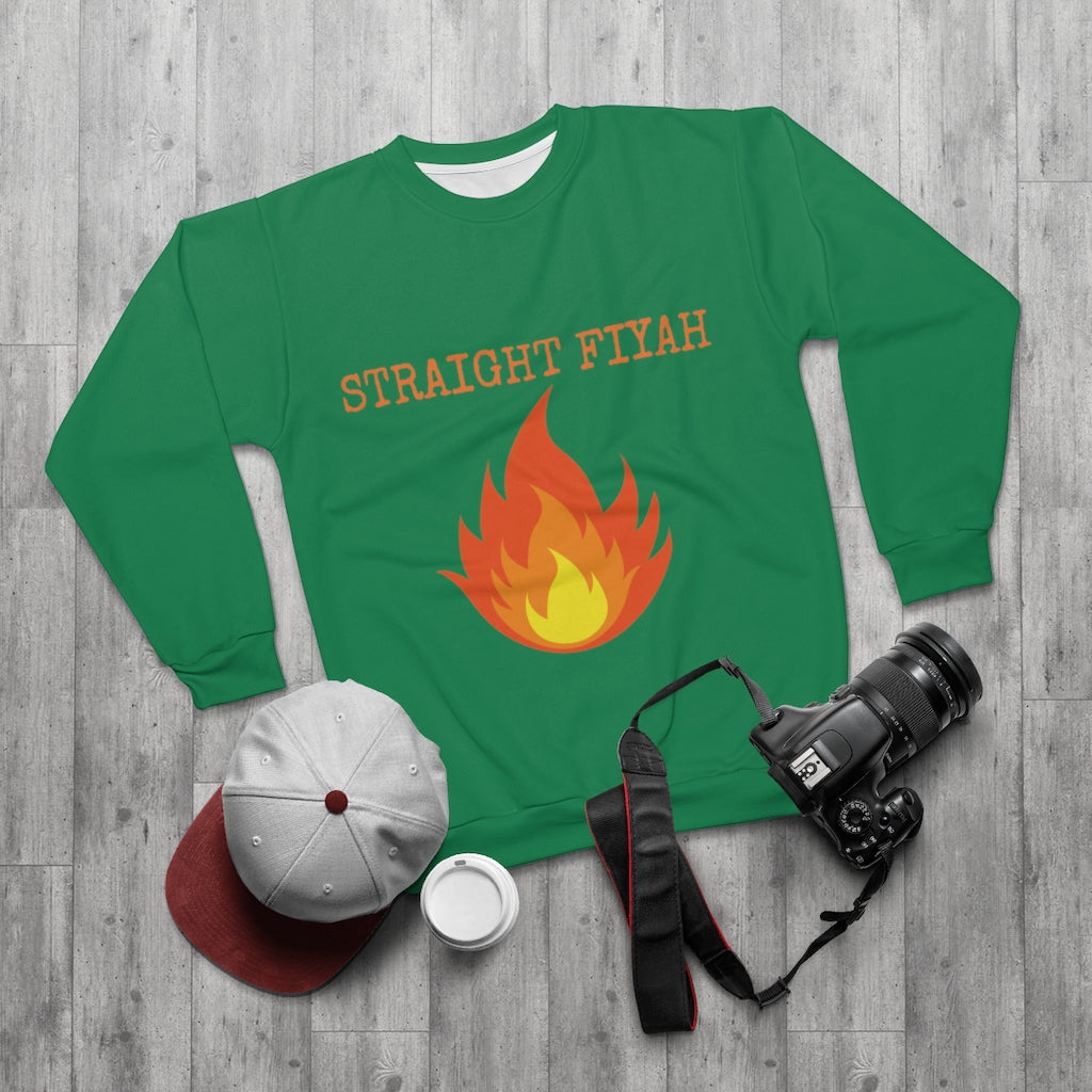 STRAIGHT FIYAH  (GREEN)  ..  AOP Unisex Sweatshirt