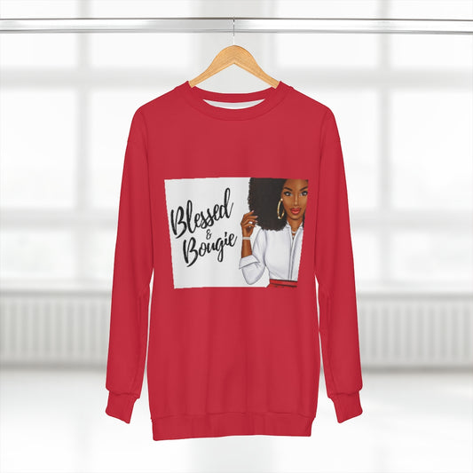 BLESSED & BOUGIE.. (RED)  ..  AOP Unisex Sweatshirt