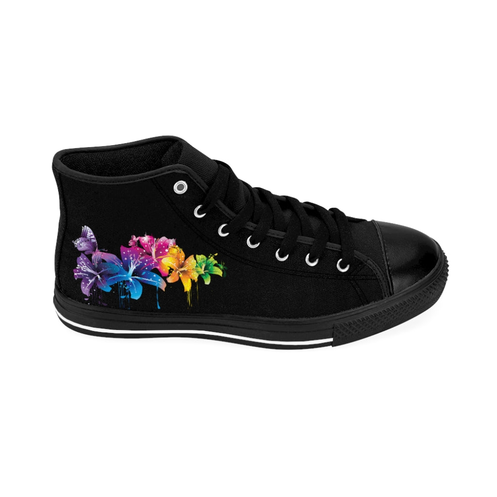 Flowers in the Dark . (black) High-top Sneakers