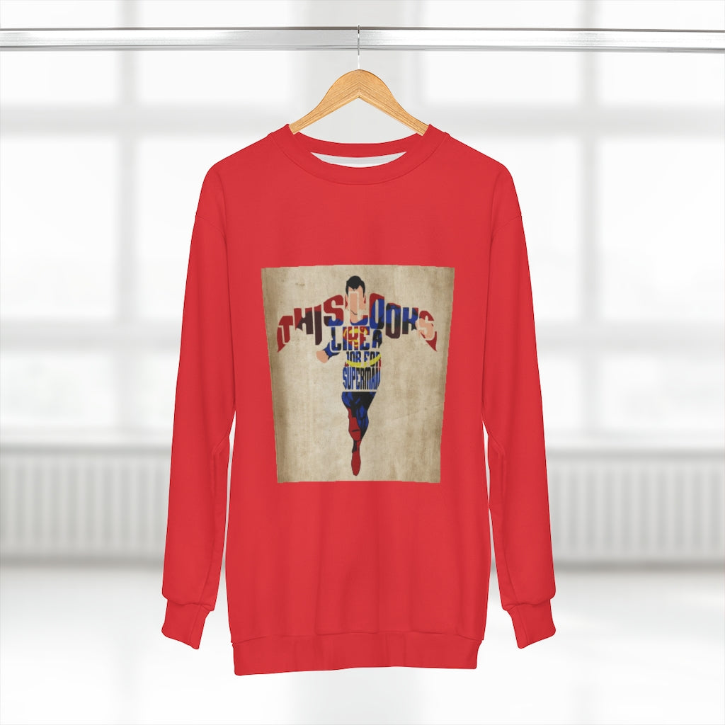 LOOKS LIKE A JOB (RED)  ..  AOP Unisex Sweatshirt