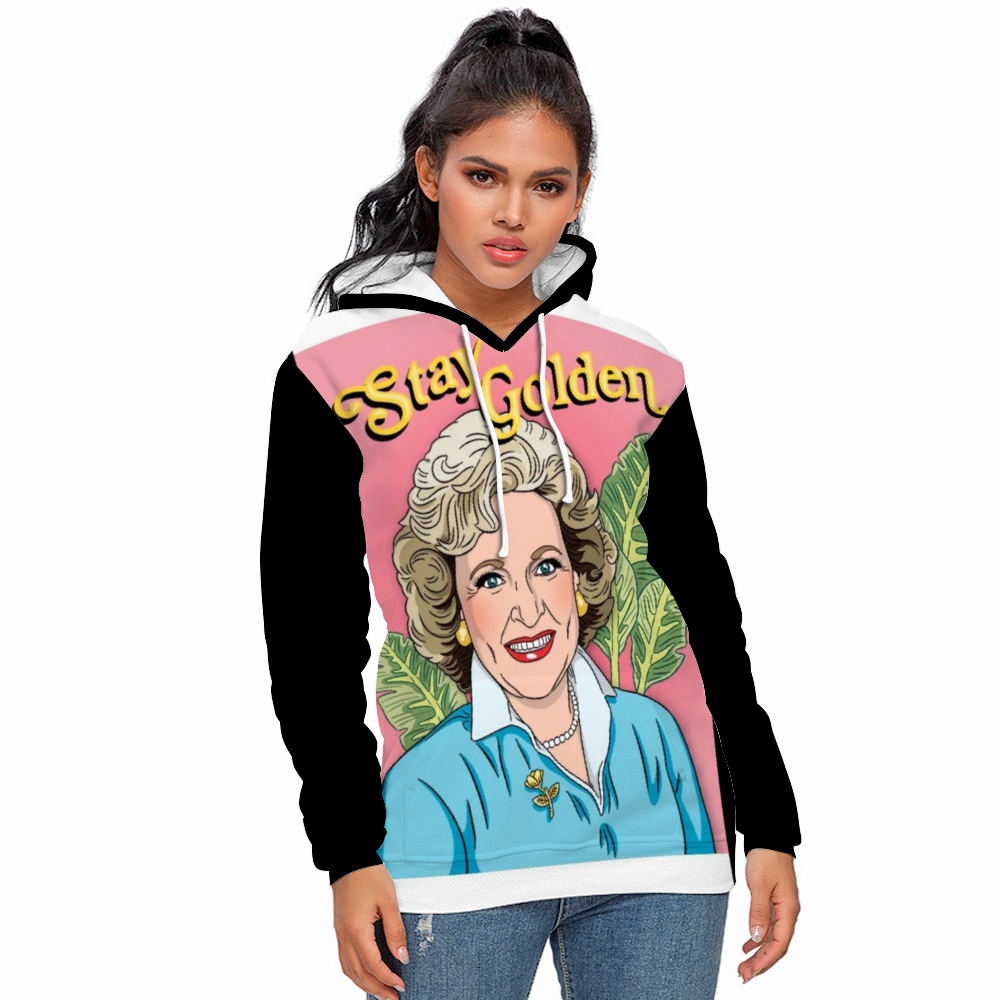 Stay Golden Betty (White) Unisex All Over Print Terrycloth Hoodie with Pockets