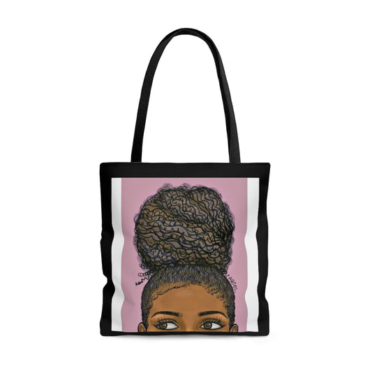 Ponytail and Eyes Black  Print Tote Bag