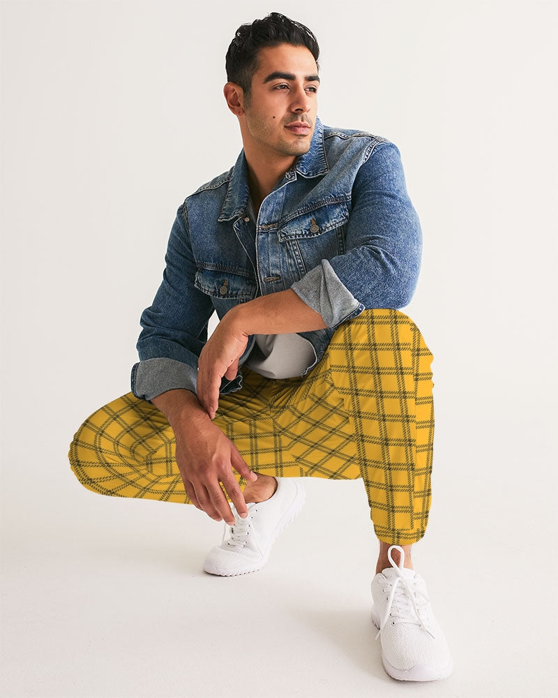 Yellow Plaid Men's Track Pants