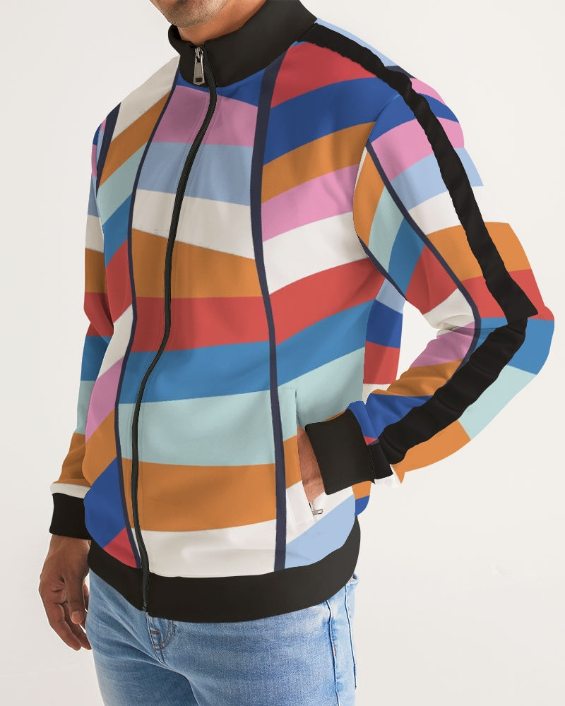 Rainbow Men's Stripe-Sleeve Track Jacket