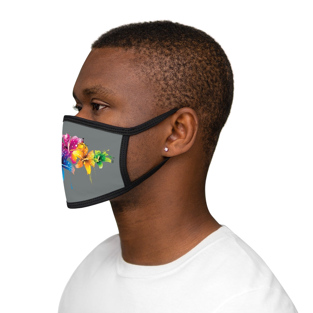 Flowers in the Dark (GRAY)'..  Fabric Face Mask