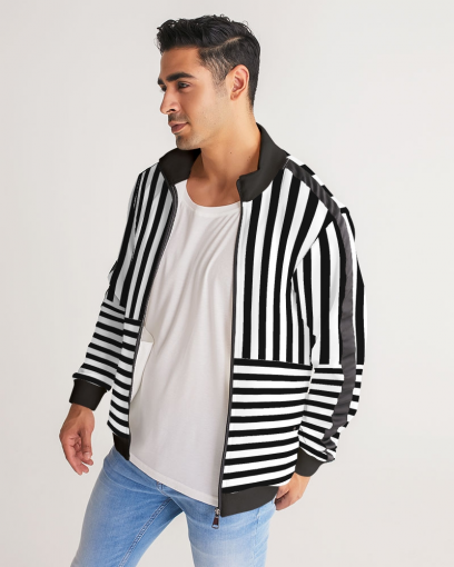 Catch Your Eyes Men's Stripe-Sleeve Track Jacket