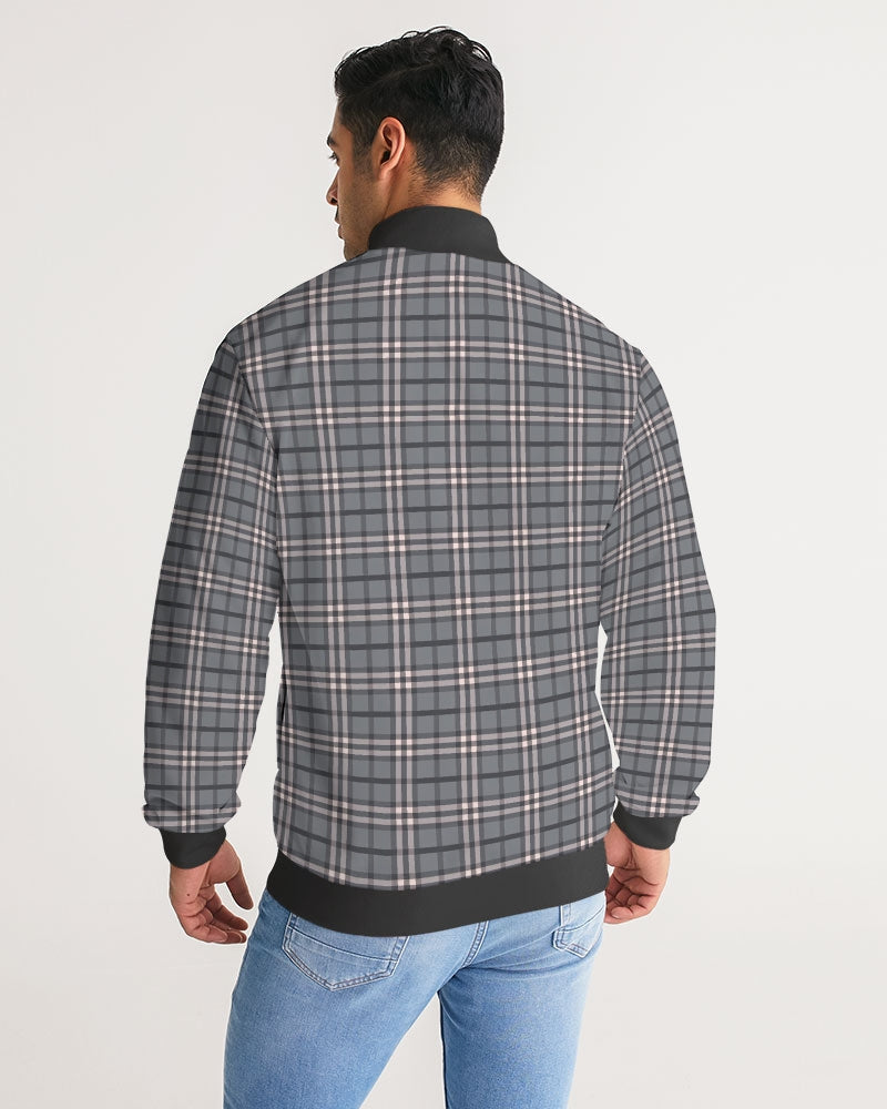 Classical Plaid Men's Stripe-Sleeve Track Jacket