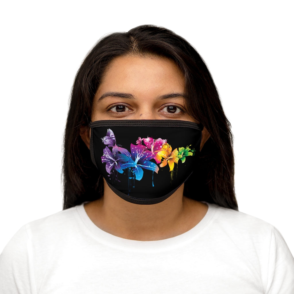 Flowers in the Dark (BLACK)'..  Fabric Face Mask