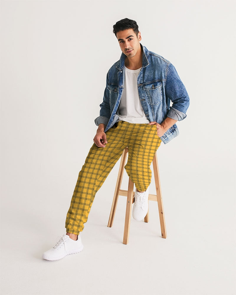 Yellow Plaid Men's Track Pants