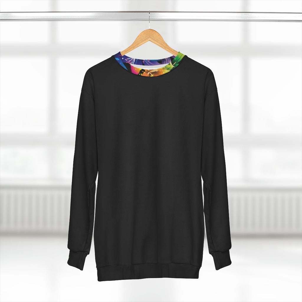 Flowers in the Dark (BLACK)  ..  AOP Unisex Sweatshirt