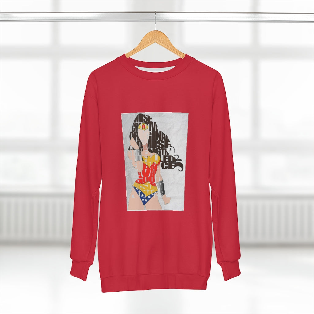 SHE'S A WONDER  .. (RED)  ..  AOP Unisex Sweatshirt