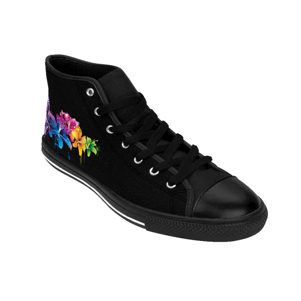 Flowers in the Dark . (black) High-top Sneakers