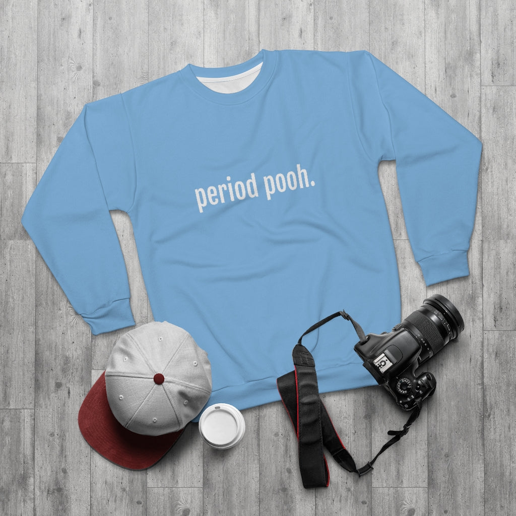 period pooh. (BLUE/WHITE) AOP Unisex Sweatshirt