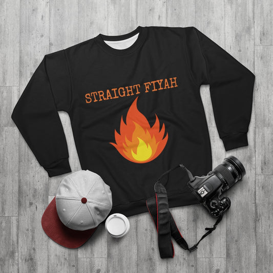 STRAIGHT FIYAH  (BLACK)  ..  AOP Unisex Sweatshirt