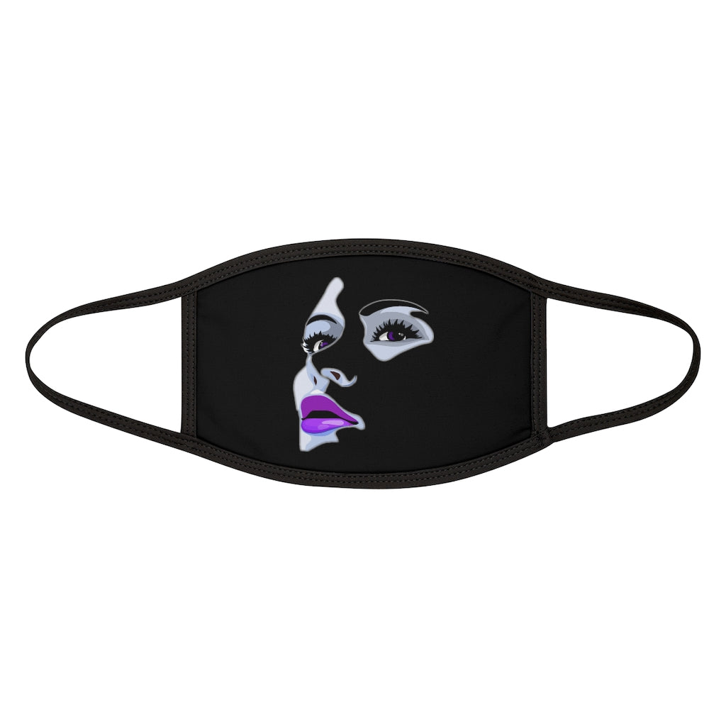 Purple Lips  (BLACK)'..  Fabric Face Mask