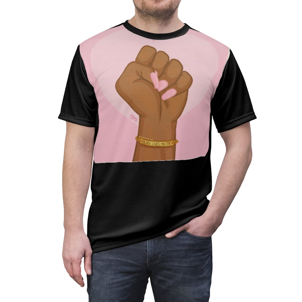 Black & Pink Power Fist All Over Tee