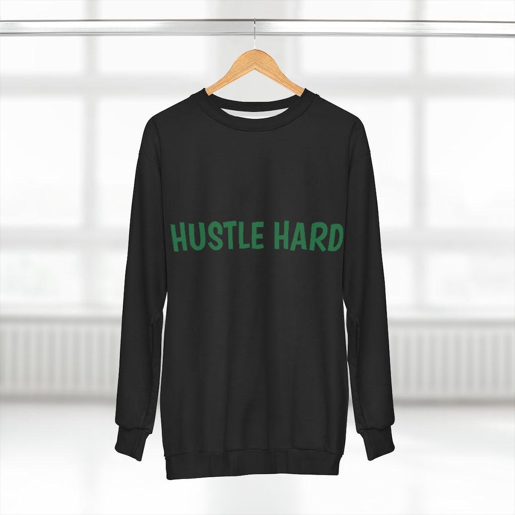 HUSTLE HARD (Black&Green) AOP Unisex Sweatshirt