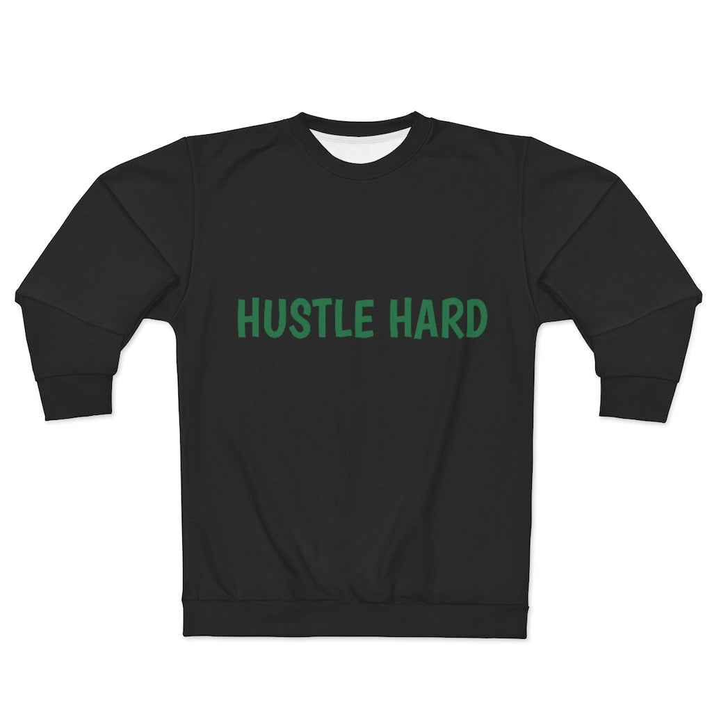 HUSTLE HARD (Black&Green) AOP Unisex Sweatshirt