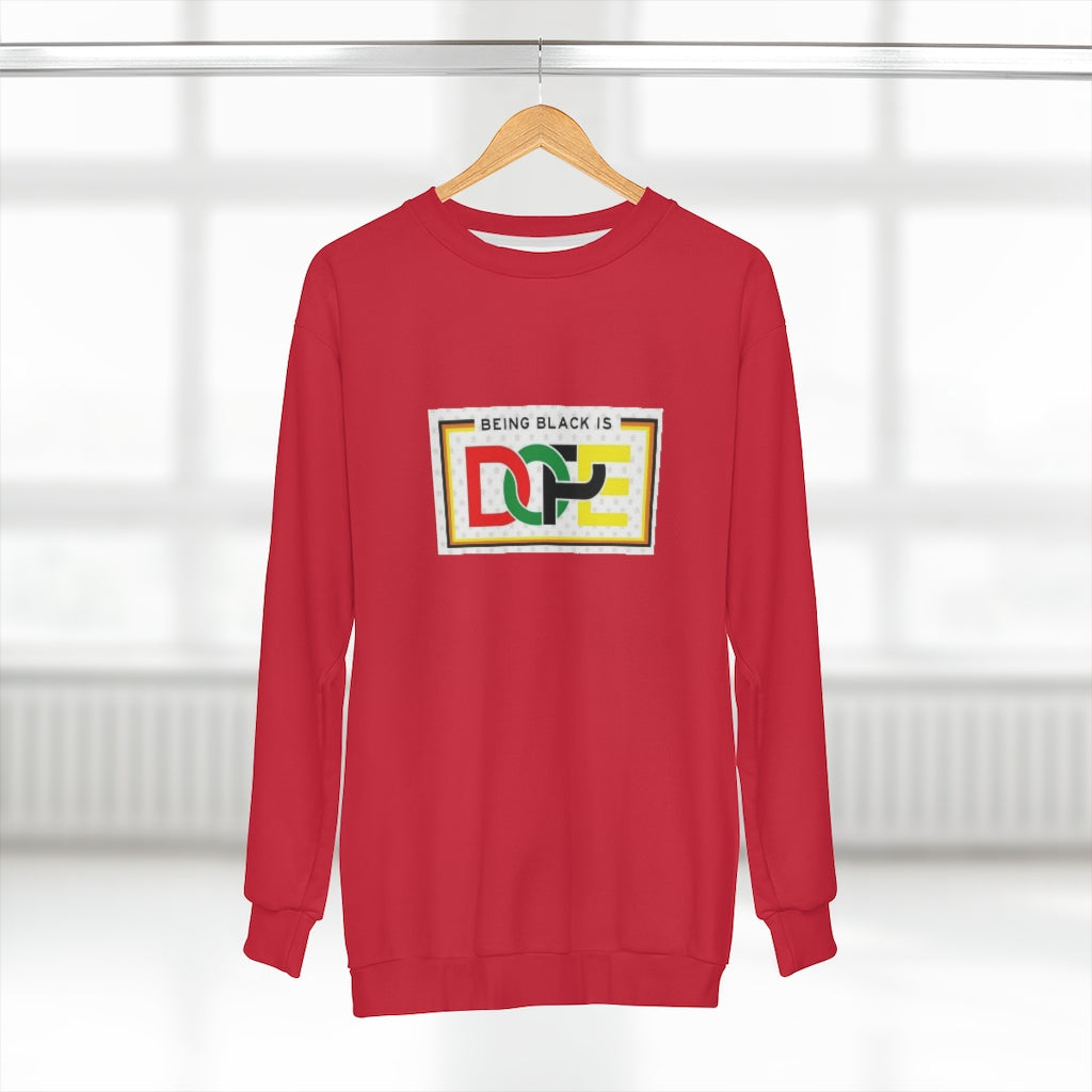 BEING BLACK IS DOPE (Red) AOP Unisex Sweatshirt