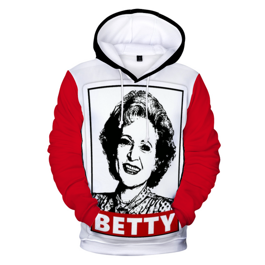 RED, BLACK and Betty (White) Unisex All Over Print Terrycloth Hoodie with Pockets