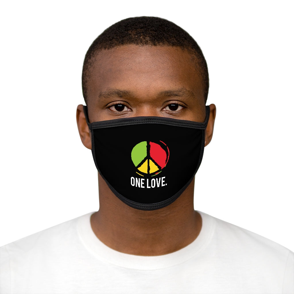 ONE LOVE. (BLACK)'..  Fabric Face Mask