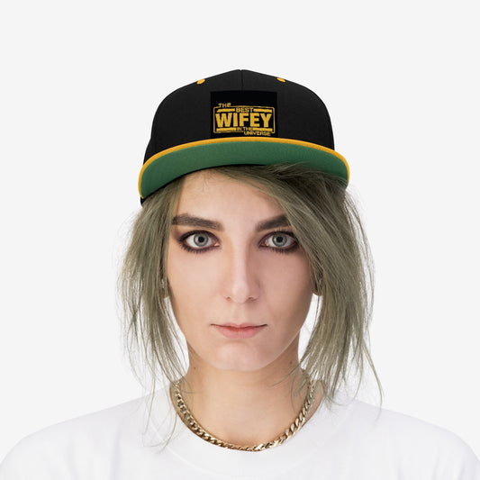 BEST WIFEY (BLACK/GOLD) Unisex Flat Bill Hat