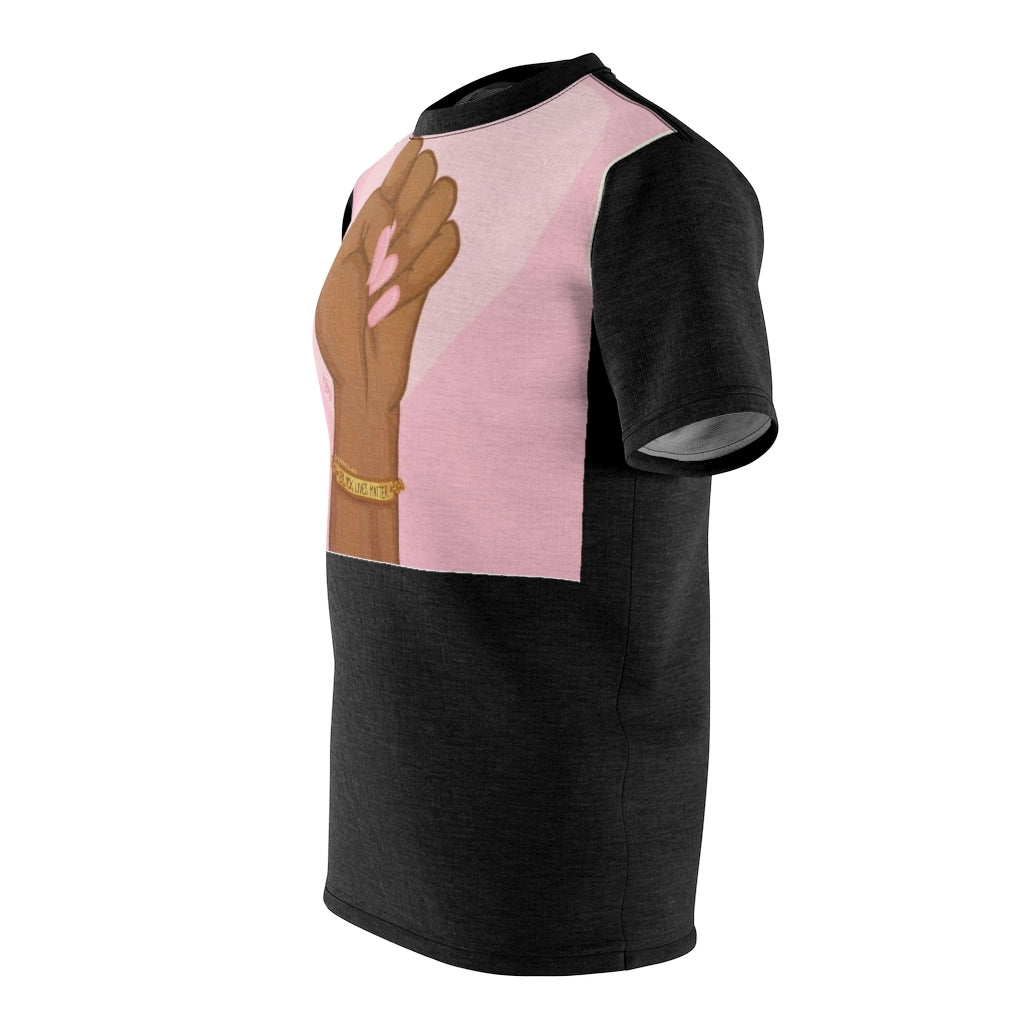 Black & Pink Power Fist All Over Tee