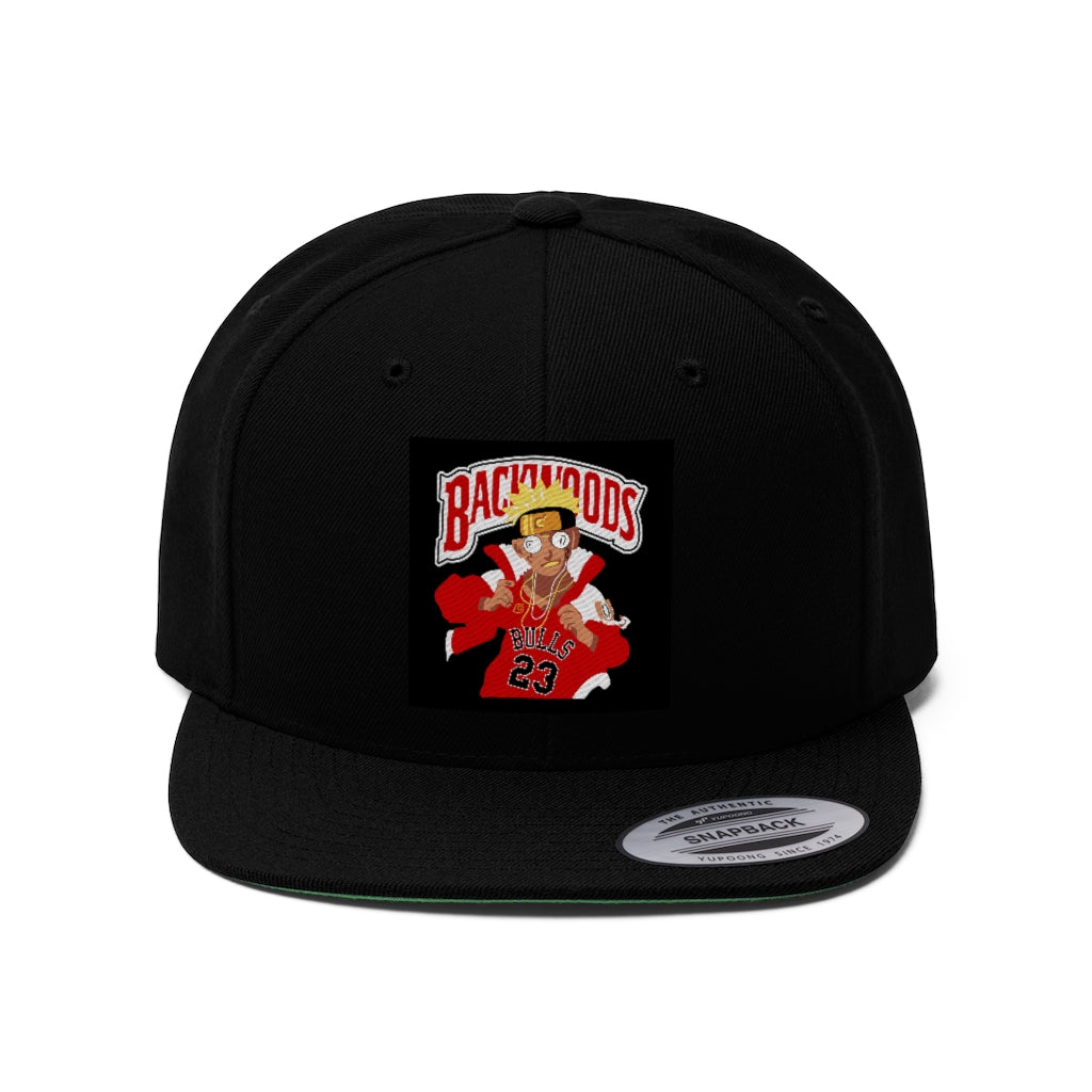 CHI-TOWN BACKWOOD (BLACK/RED) Unisex Flat Bill Hat