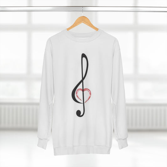 MUSICALLY SPEAKIN' (WHITE)  ..  AOP Unisex Sweatshirt