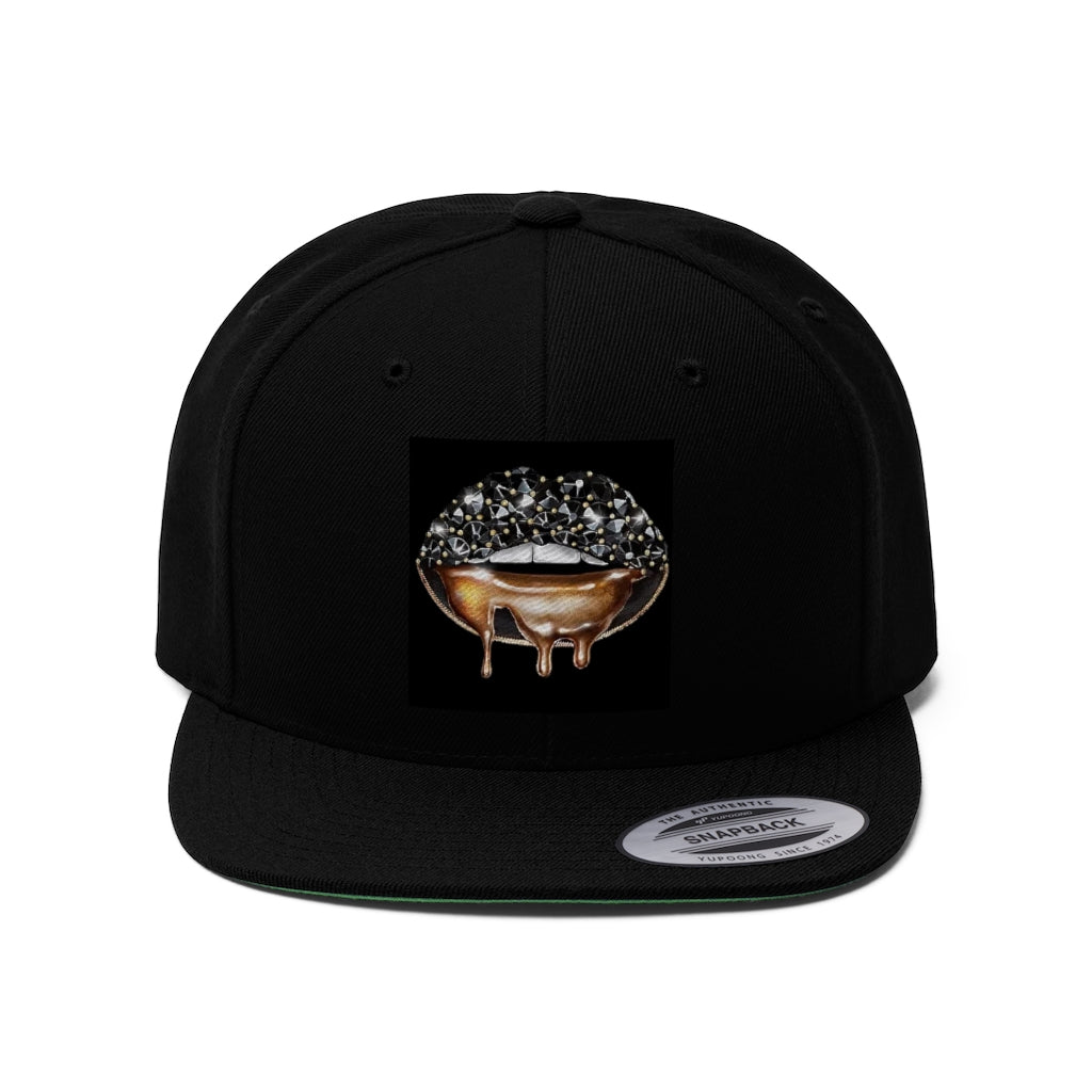 GOLD LIP DRIP.. Unisex Flat Bill Hat