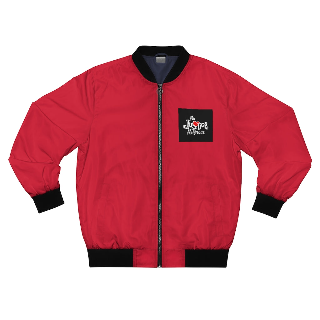 NO JUSTICE, NO PEACE (RED) AOP Bomber Jacket