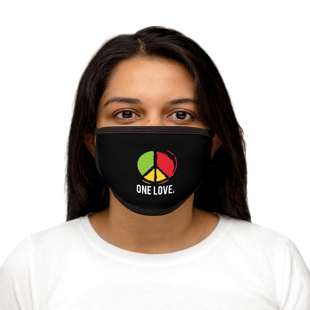 ONE LOVE. (BLACK)'..  Fabric Face Mask