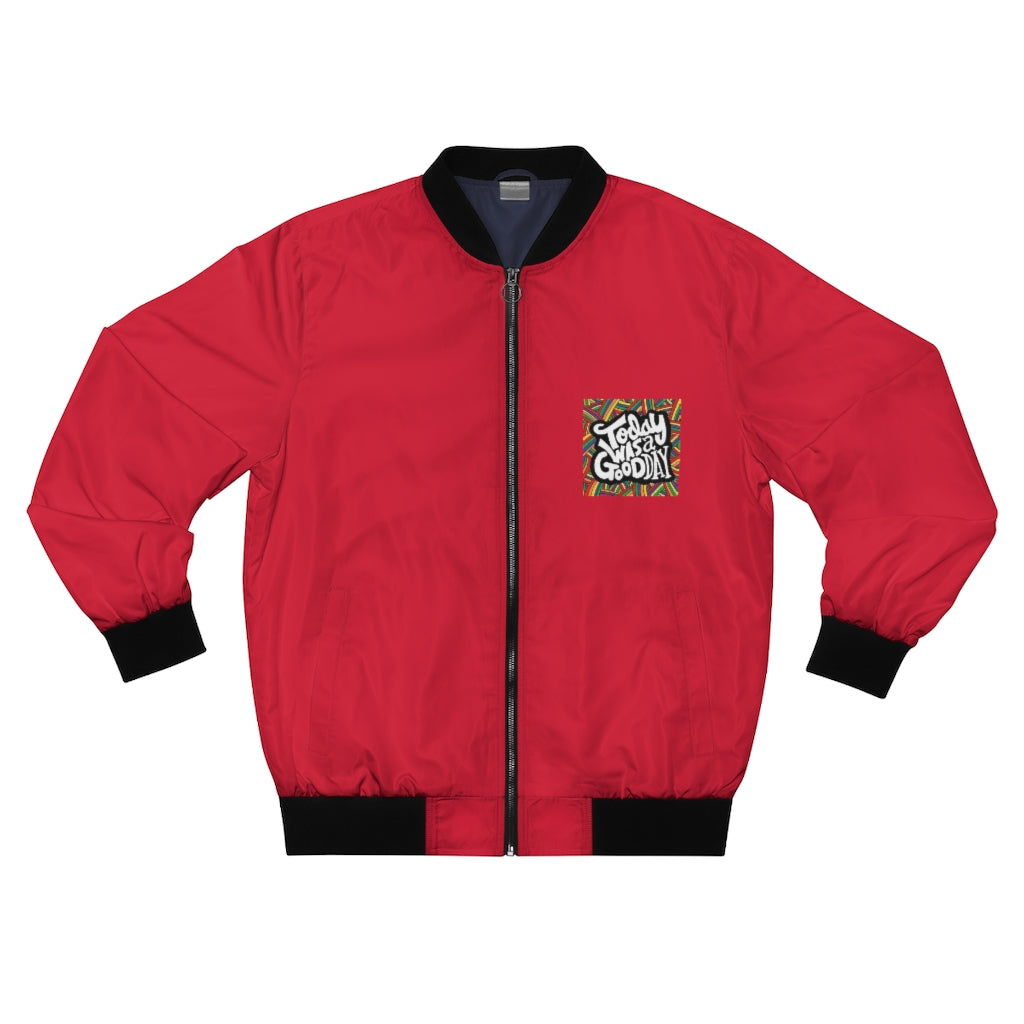 TODAY IS A GOODDAY (Red) AOP Bomber Jacket