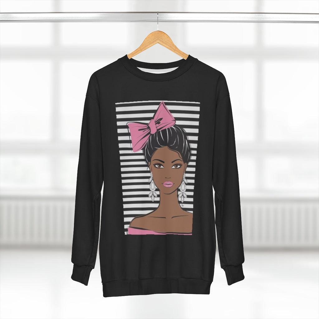 MS.BOW TIED.. (BLACK)  ..  AOP Unisex Sweatshirt