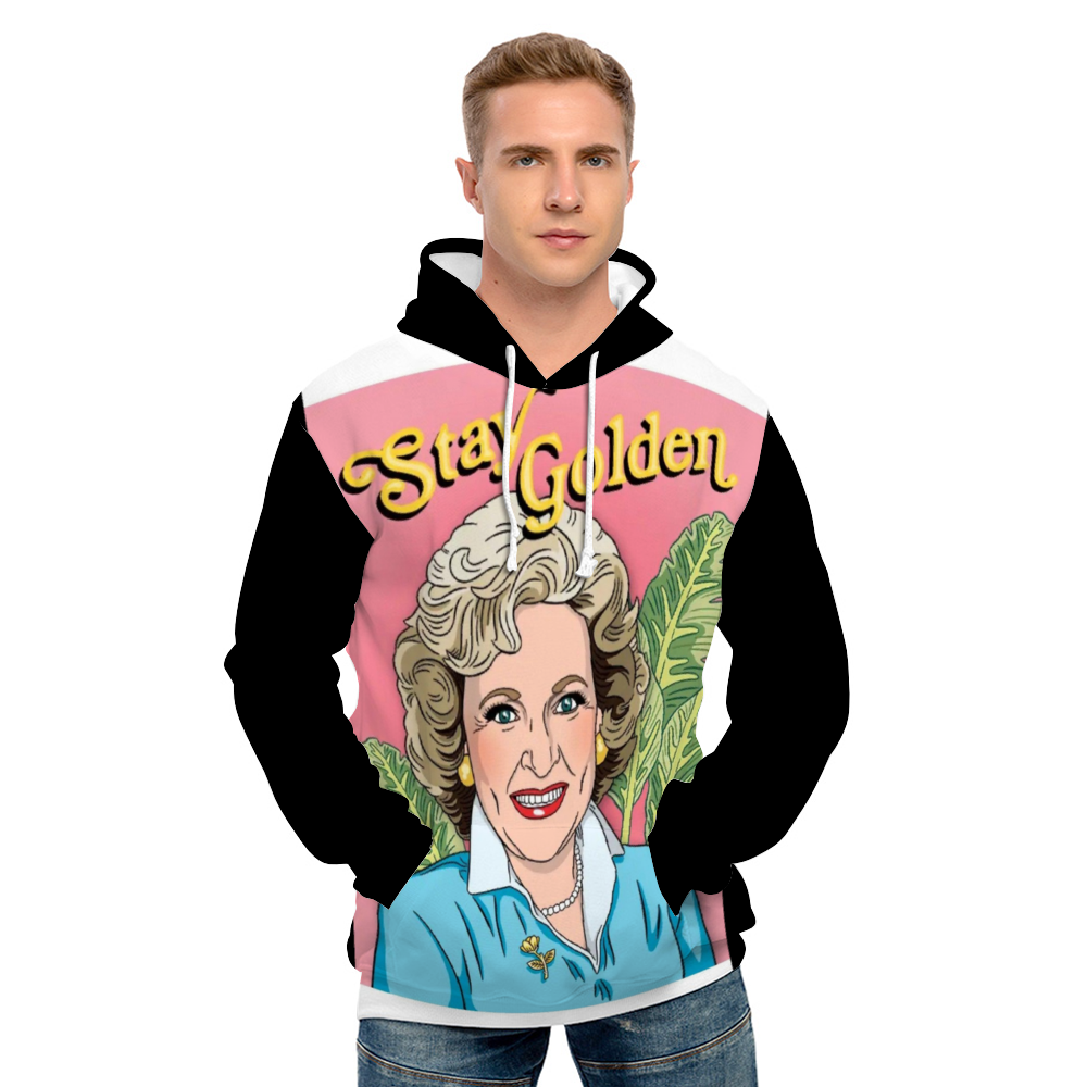 Stay Golden Betty (White) Unisex All Over Print Terrycloth Hoodie with Pockets