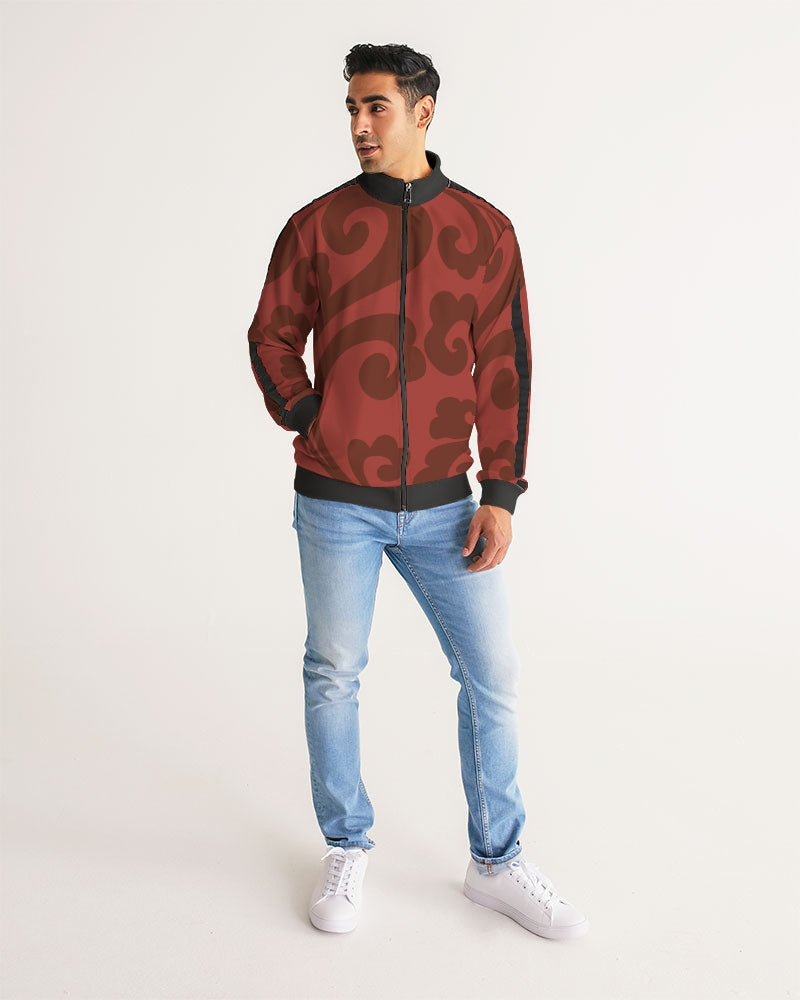 Plum Blossom Men's Stripe-Sleeve Track Jacket