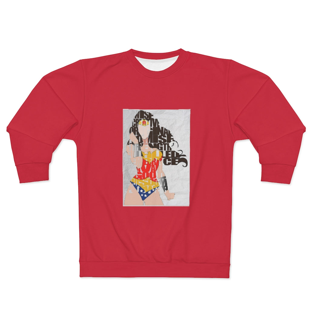 SHE'S A WONDER  .. (RED)  ..  AOP Unisex Sweatshirt