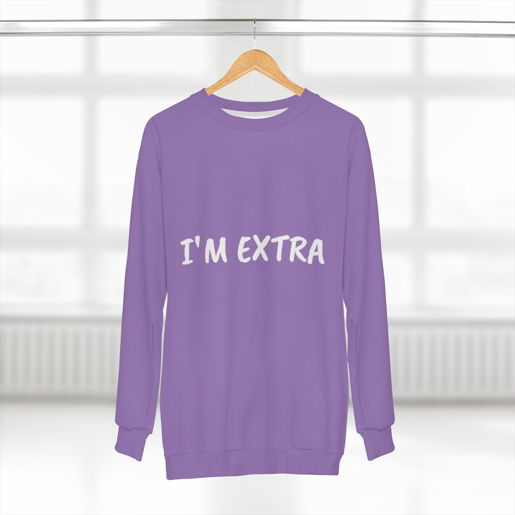 I'M EXTRA (lavendar/WHITE) AOP Unisex Sweatshirt