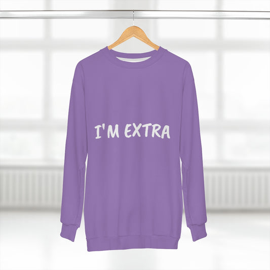 I'M EXTRA (lavendar/WHITE) AOP Unisex Sweatshirt