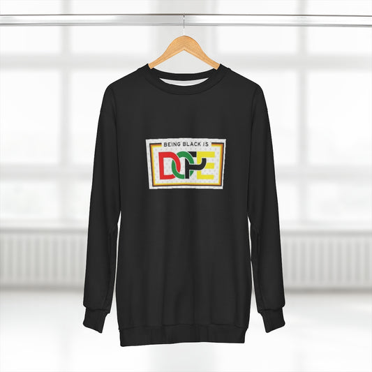 BEING BLACK IS DOPE (Black) AOP Unisex Sweatshirt