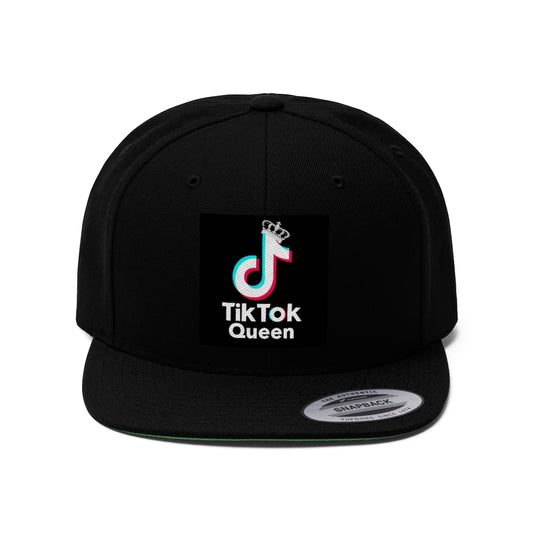 TIKTOK QUEEN (BLACK/RED) Unisex Flat Bill Hat